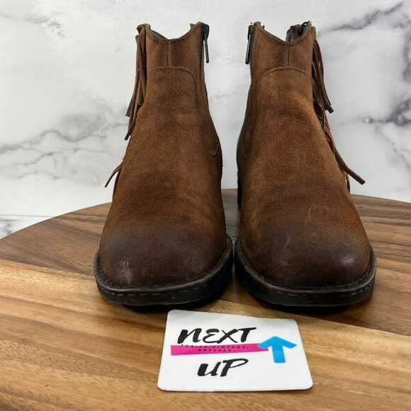 Børn Concept Kenia Bootie Boots Womens Size 8 Rust Tobacco Distressed Tassel - Picture 2 of 9